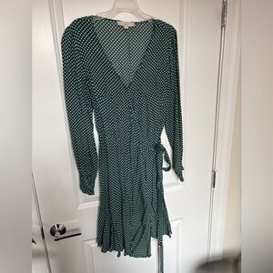 Loft wrap green and white dress